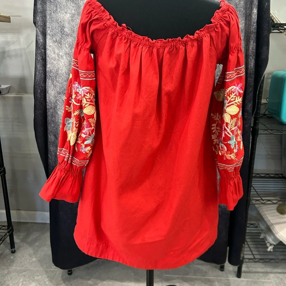 Free People Fleur Du Jour Embroidered Floral‎ Tunic Shift Mini Dress Boho XS/TP